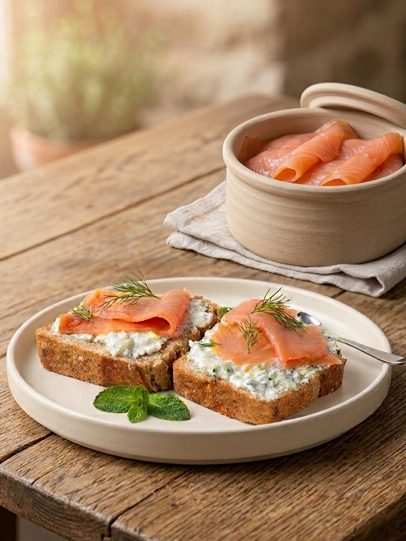 Tartines de saumon à la cervelle de canut